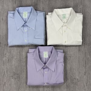 Lot of 3 BROOKS BROTHERS Slim Non-Iron Button-Down Dress Shirt Men's Size 17-34